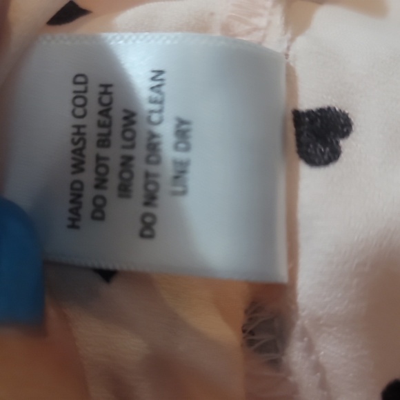 Sweet Rain pink black Heart Print Blouse keyhole bow tie ruffle cap sleeve 2x - Picture 8 of 8